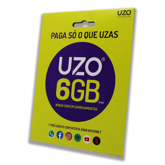 CARTÃO UZO 6GB + 20GB APLICAÇÕES GRATUITAS POR 30 DIAS